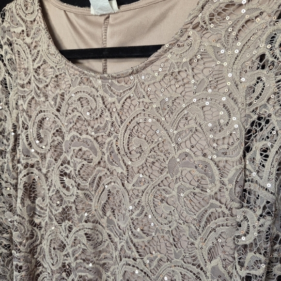 Brittany Black Tops - Brittany Black Neutral Sequin Top Size Large